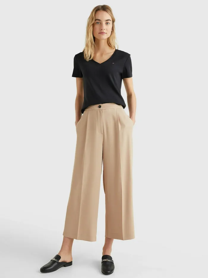 Tommy Hilfiger VNeck Slim Fit TShirt Black Womens TShirts Cheap On Sale
