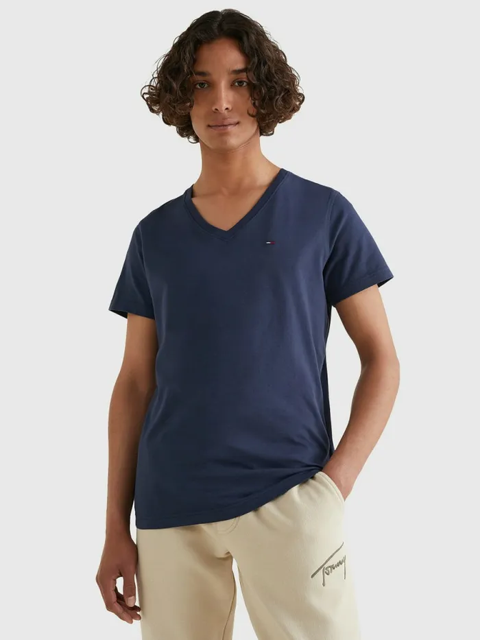 Tommy Hilfiger VNeck TShirt Black Iris Mens TShirts Gift for Friend