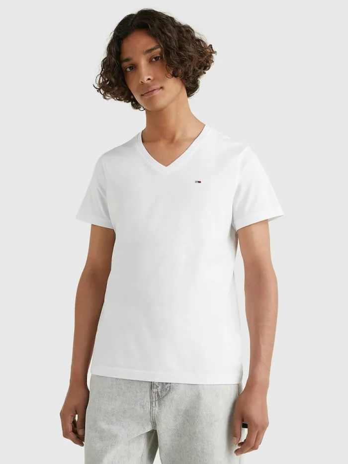 Tommy Hilfiger VNeck TShirt Classic White Mens Essentials