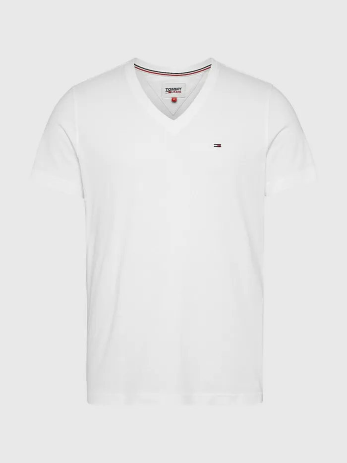 Tommy Hilfiger VNeck TShirt Classic White Mens Essentials