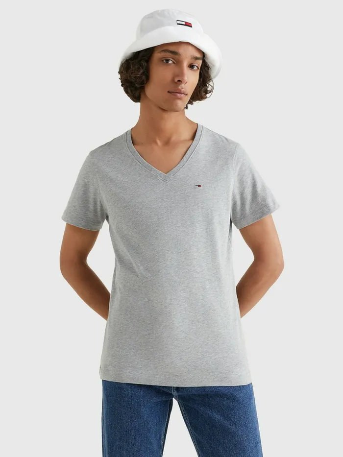 Tommy Hilfiger VNeck TShirt Lt Grey Htr Mens Essentials