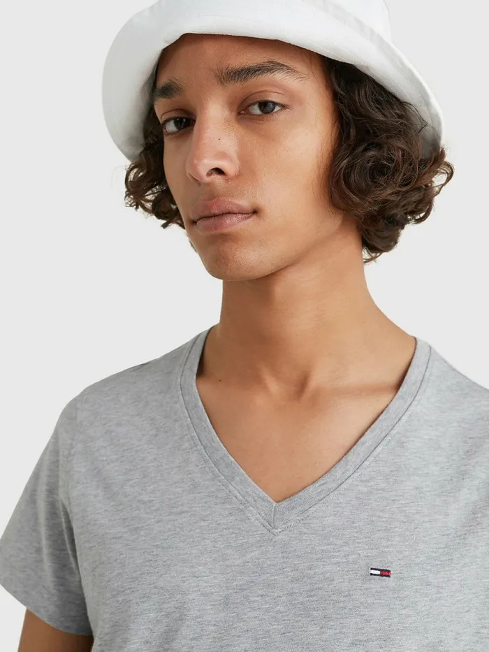 Tommy Hilfiger VNeck TShirt Lt Grey Htr Mens Essentials