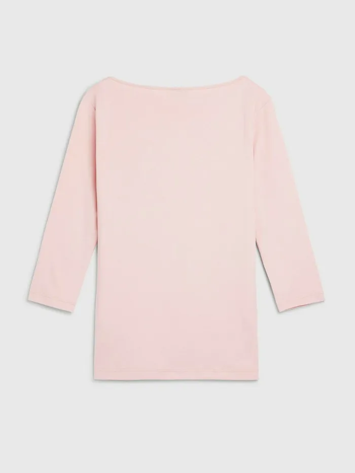 Tommy Hilfiger Valentines Heart Print Boat Neck TShirt Glacier Pink Womens TShirts Fashion