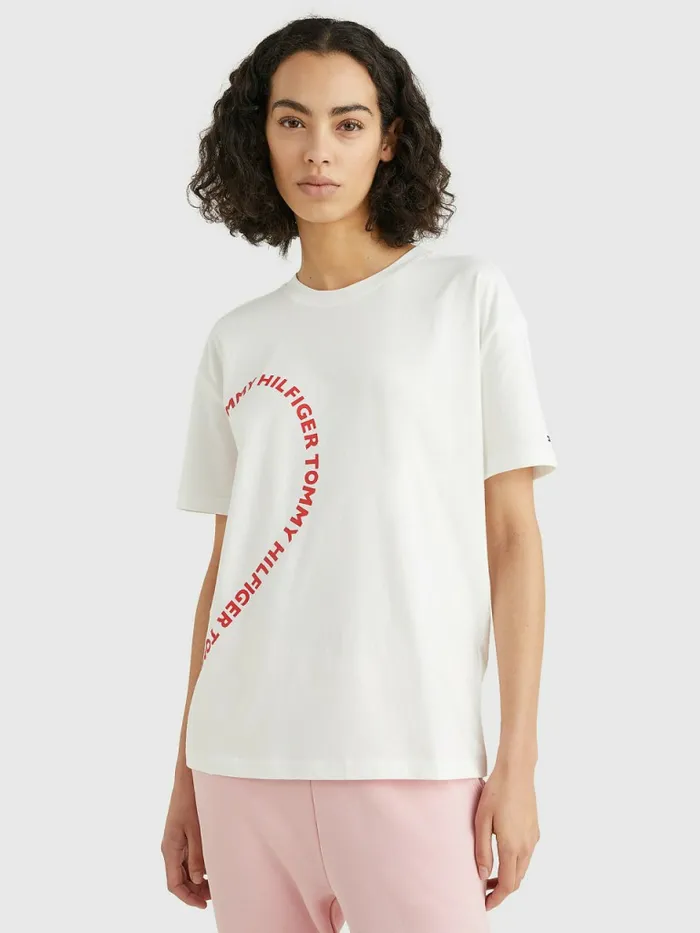 Tommy Hilfiger Valentines Heart Print Relaxed Fit TShirt EcruHeart Graphic Womens TShirts Gift 4 You Tommy Hilfiger Valentines Heart Print Relaxed Fit TShirt EcruHeart Graphic Womens TShirts Gift 4 You