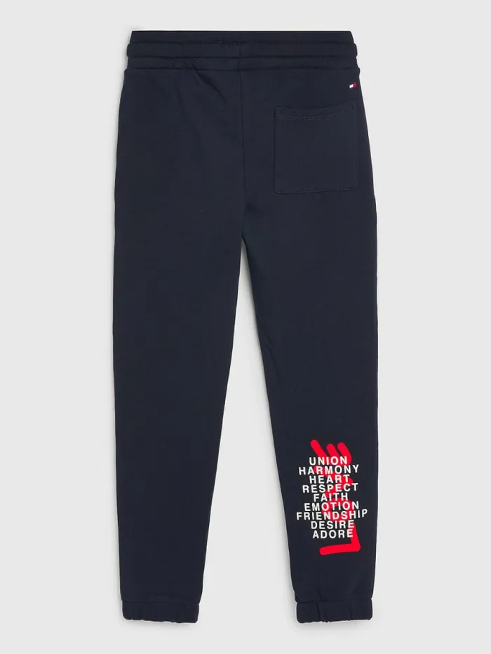 Tommy Hilfiger Valentines Heart Print Terry Joggers Desert Sky Girls Trousers Shorts and Skirts Gift for Friend