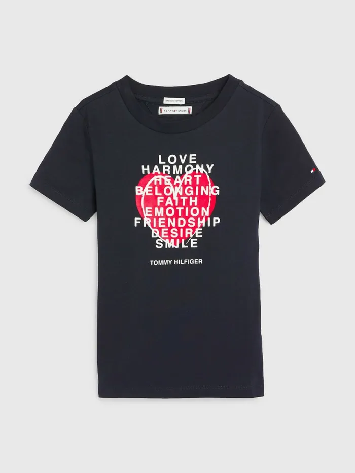 Tommy Hilfiger Valentines Heart Text Print TShirt Desert Sky Girls Tops and TShirts On Sale Tommy Hilfiger Valentines Heart Text Print TShirt Desert Sky Girls Tops and TShirts On Sale
