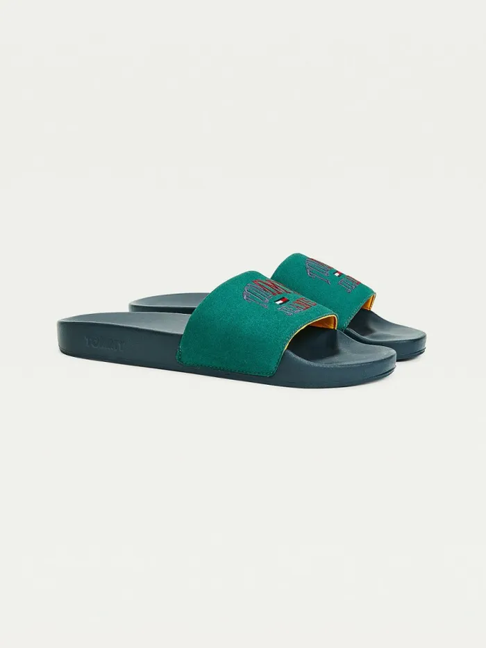 Tommy Hilfiger Varsity Pool Slides Rural Green Mens Sandals Sliders and Flip Flops Gift Ideas