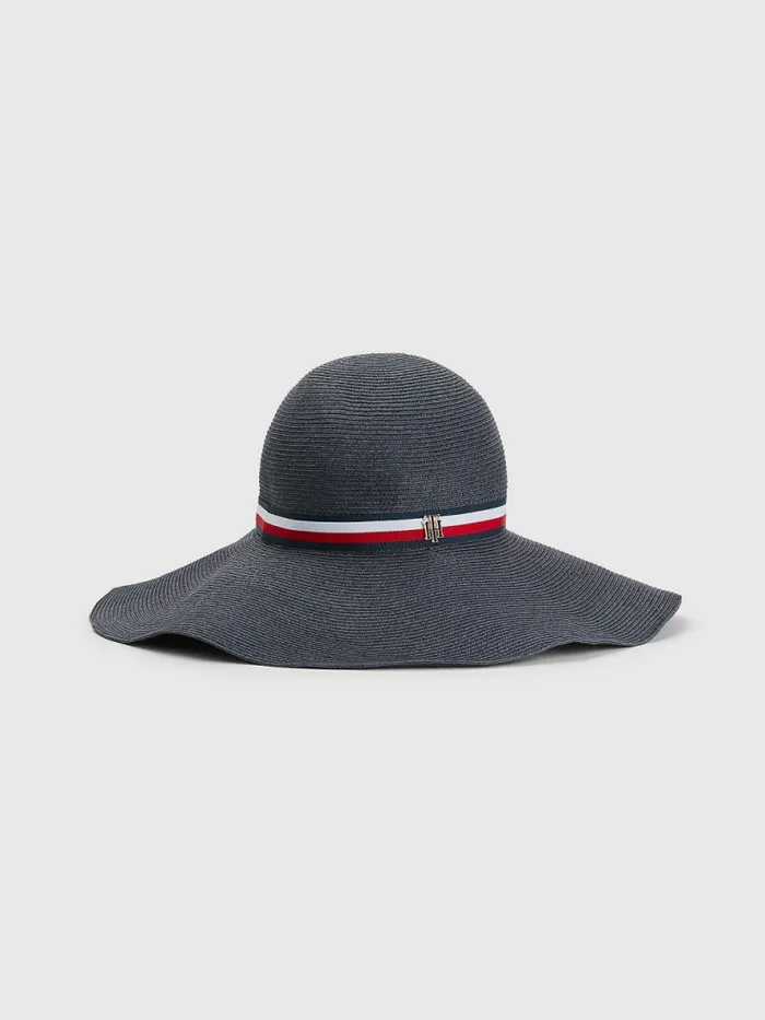 Tommy Hilfiger Varsity Straw Hat Desert Sky Womens Hats and Scarves Fashion