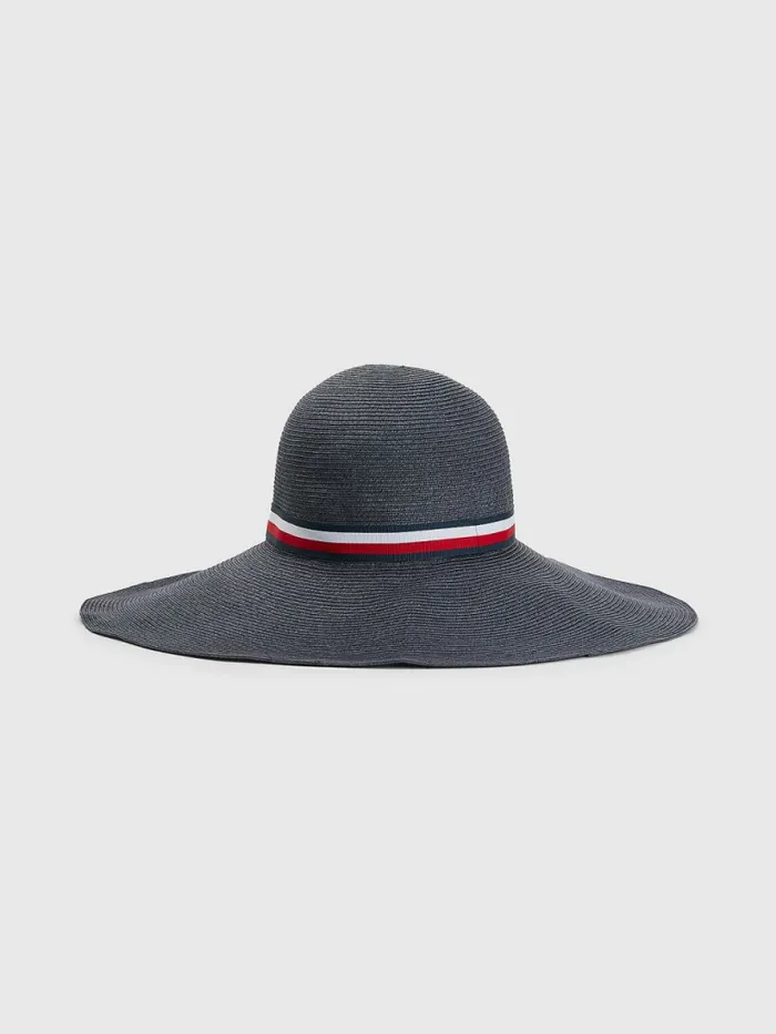 Tommy Hilfiger Varsity Straw Hat Desert Sky Womens Hats and Scarves Fashion