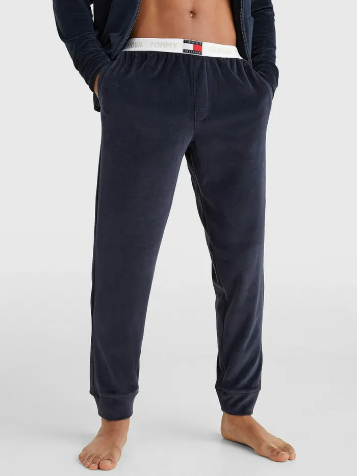 Tommy Hilfiger Velour Repeat Logo Joggers Desert Sky Mens Trousers
