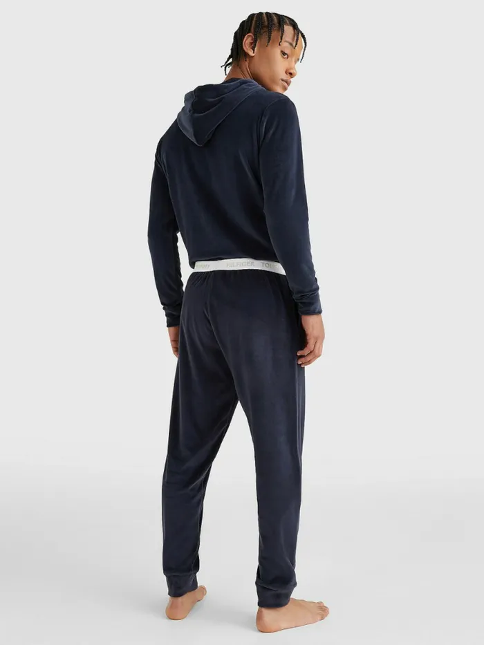 Tommy Hilfiger Velour Repeat Logo Joggers Desert Sky Mens Trousers