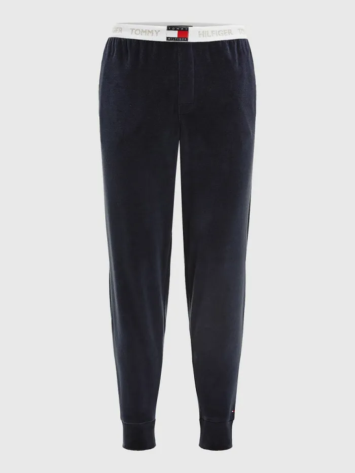 Tommy Hilfiger Velour Repeat Logo Joggers Desert Sky Mens Trousers