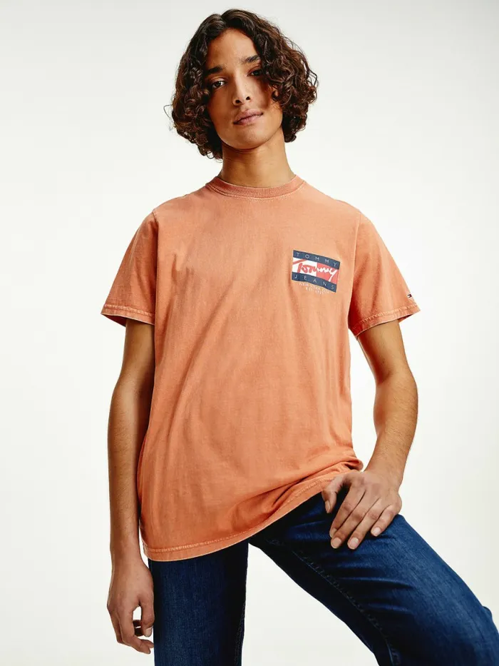 Tommy Hilfiger Vintage Flag Signature Logo TShirt Dingo Orange Mens TShirts Popular Tommy Hilfiger Vintage Flag Signature Logo TShirt Dingo Orange Mens TShirts Popular