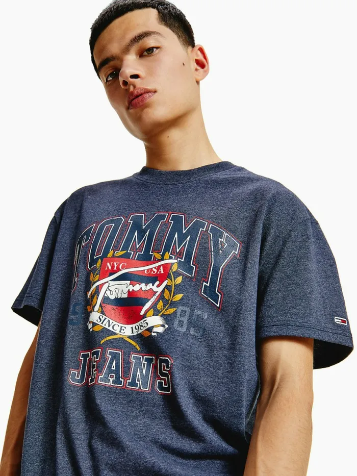 Tommy Hilfiger Vintage Logo Washed TShirt Twilight Navy Mens TShirts For Sale