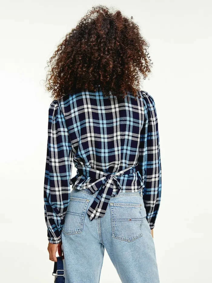 Tommy Hilfiger Viscose Check VNeck Blouse Twilight NavyMulti Check Womens Shirts and Blouses Near Me