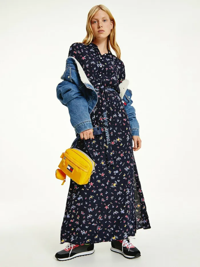 Tommy Hilfiger Viscose Floral Print Belted Shirt Dress Floral Print Womens Dresses and Jumpsuits Gift for Friend