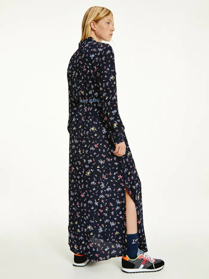 Tommy Hilfiger Viscose Floral Print Belted Shirt Dress Floral Print Womens Dresses and Jumpsuits Gift for Friend