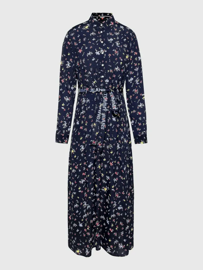 Tommy Hilfiger Viscose Floral Print Belted Shirt Dress Floral Print Womens Dresses and Jumpsuits Gift for Friend