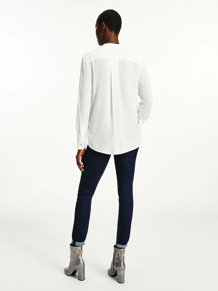 Tommy Hilfiger Viscose Long Sleeve Relaxed Fit Blouse Ecru Womens Shirts and Blouses Gift for Friend