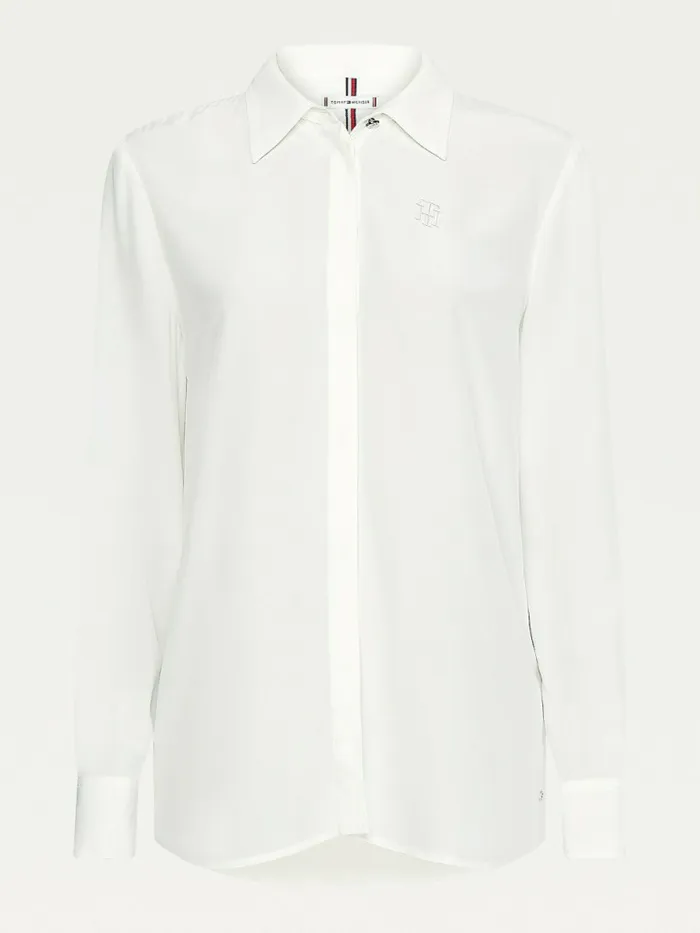 Tommy Hilfiger Viscose Long Sleeve Relaxed Fit Blouse Ecru Womens Shirts and Blouses Gift for Friend