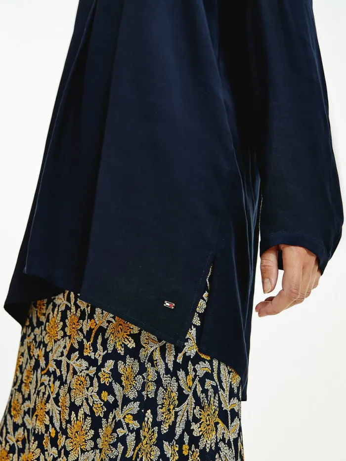 Tommy Hilfiger Viscose Longline VNeck Tunic Desert Sky Womens Shirts and Blouses Online
