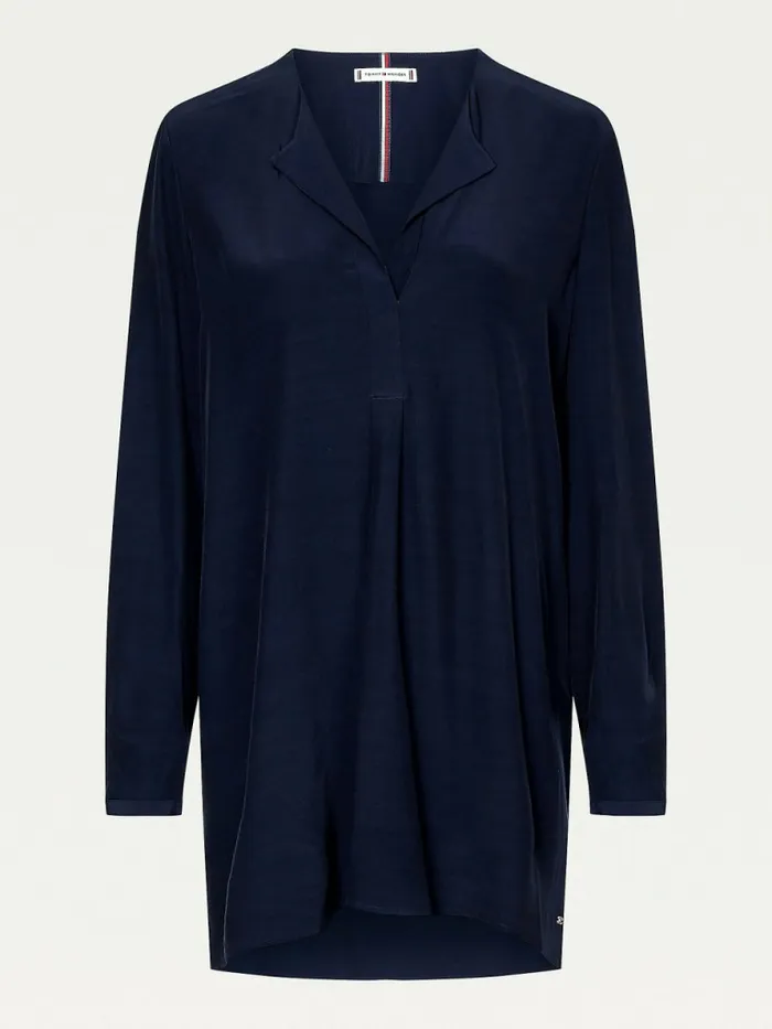 Tommy Hilfiger Viscose Longline VNeck Tunic Desert Sky Womens Shirts and Blouses Online
