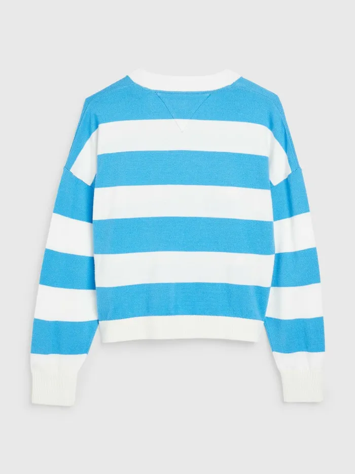 Tommy Hilfiger Viscose Stripe Jumper Blue CrushWhite Girls Jumpers and Cardigans Near Me