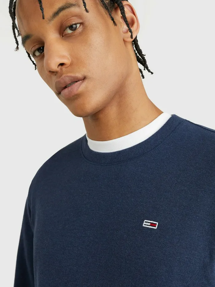 Tommy Hilfiger Waffle Crew Neck Long Sleeve Top Twilight Navy Htr Mens TShirts Casaul