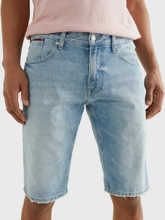 Tommy Hilfiger Washed Distressed Denim Shorts Denim Light Mens Shorts Sale