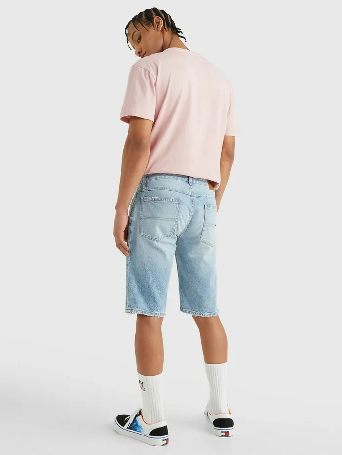 Tommy Hilfiger Washed Distressed Denim Shorts Denim Light Mens Shorts Sale