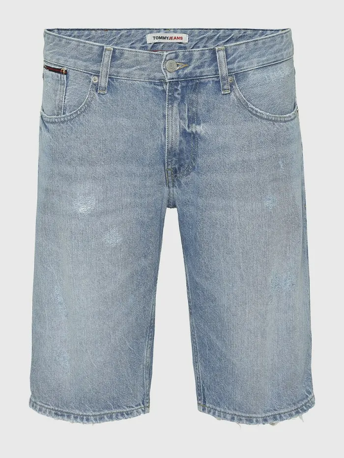 Tommy Hilfiger Washed Distressed Denim Shorts Denim Light Mens Shorts Sale