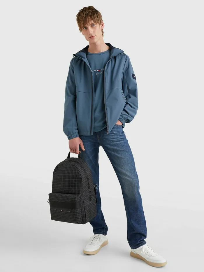 Tommy Hilfiger Water Repellent Hooded Jacket Charcoal Blue Mens Coats and Jackets Gift Ideas