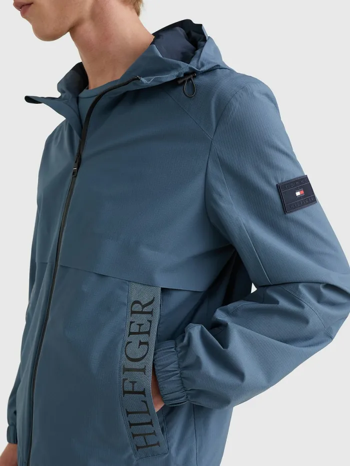 Tommy Hilfiger Water Repellent Hooded Jacket Charcoal Blue Mens Coats and Jackets Gift Ideas
