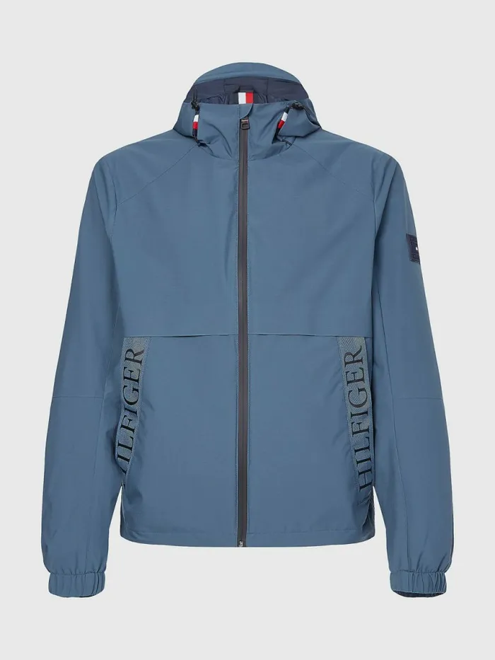 Tommy Hilfiger Water Repellent Hooded Jacket Charcoal Blue Mens Coats and Jackets Gift Ideas