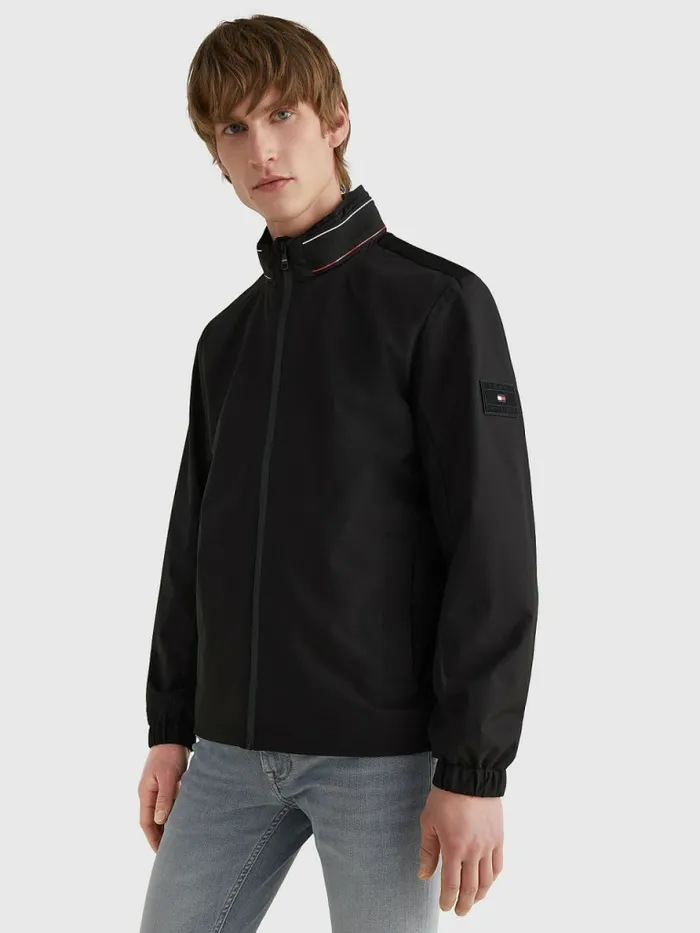 Tommy Hilfiger Water Repellent StandUp Collar Jacket Black Mens Coats and Jackets Cheap On Sale