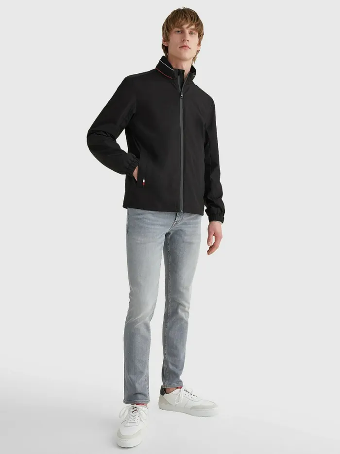 Tommy Hilfiger Water Repellent StandUp Collar Jacket Black Mens Coats and Jackets Cheap On Sale