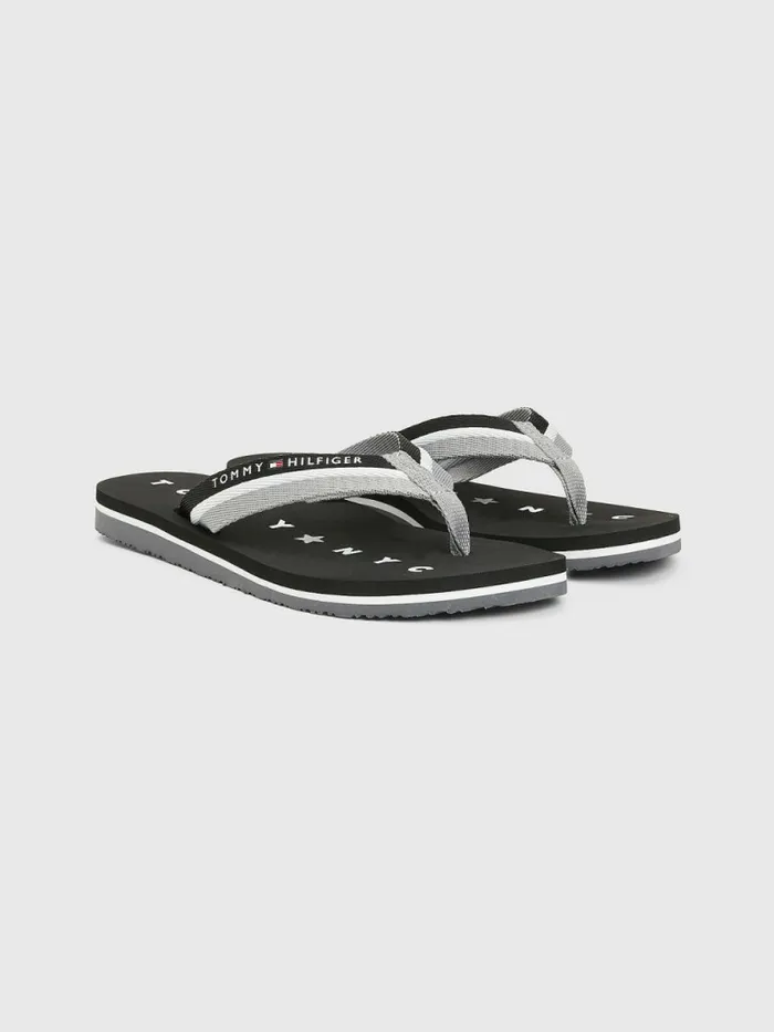 Tommy Hilfiger Webbing Beach Sandals Black Womens Sandals Sale