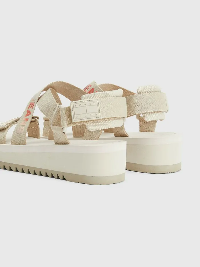 Tommy Hilfiger Webbing Flatform Sandals Savannah Sand Womens Sandals Gift for Friend