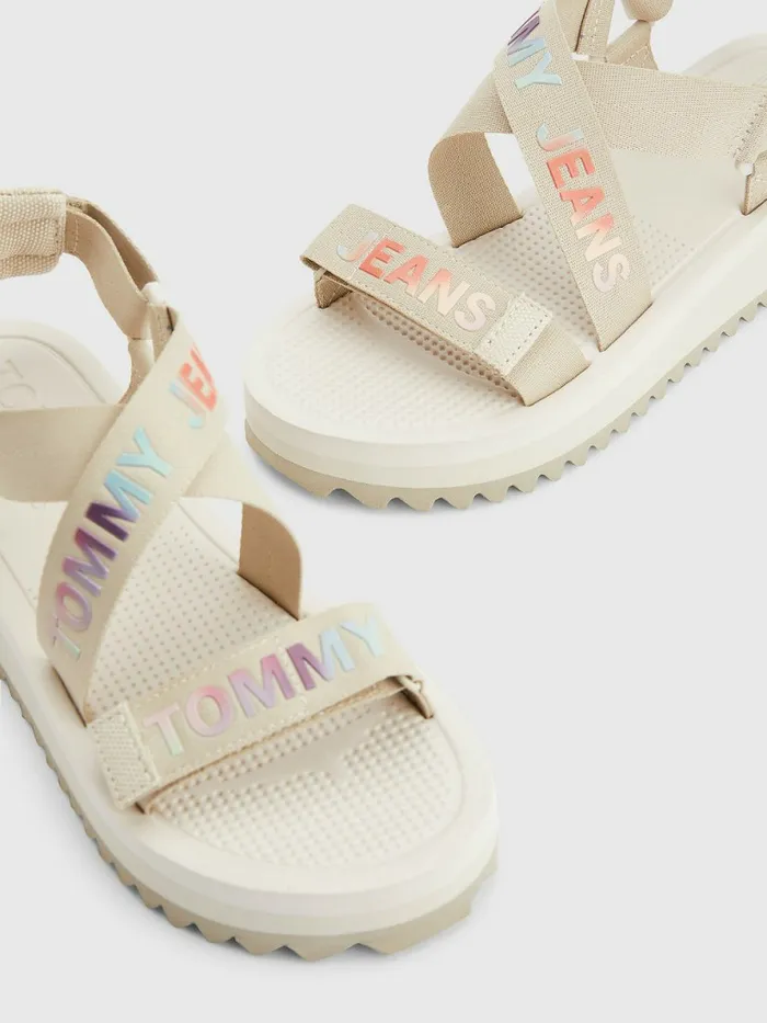Tommy Hilfiger Webbing Flatform Sandals Savannah Sand Womens Sandals Gift for Friend