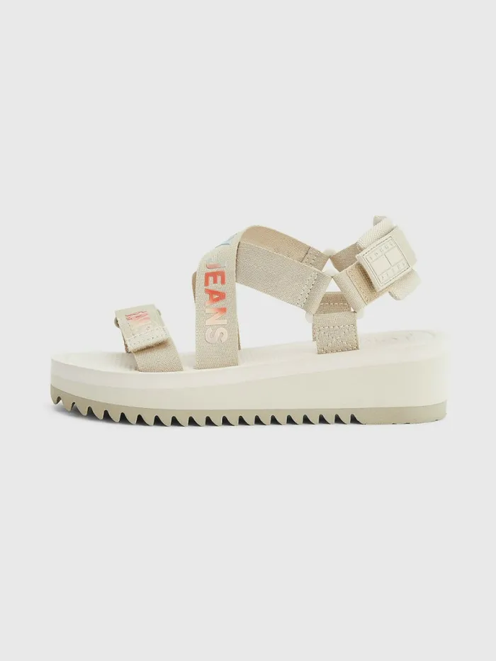 Tommy Hilfiger Webbing Flatform Sandals Savannah Sand Womens Sandals Gift for Friend