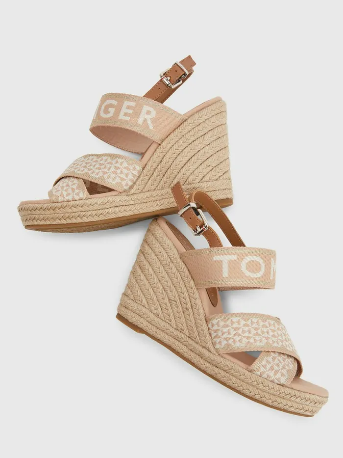 Tommy Hilfiger Webbing High Wedge Sandals Sandrift Womens Boots Cheap On Sale