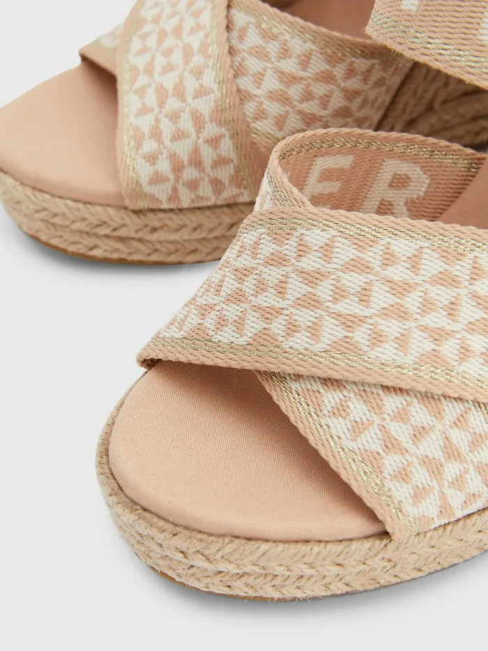 Tommy Hilfiger Webbing High Wedge Sandals Sandrift Womens Trainers For Sale