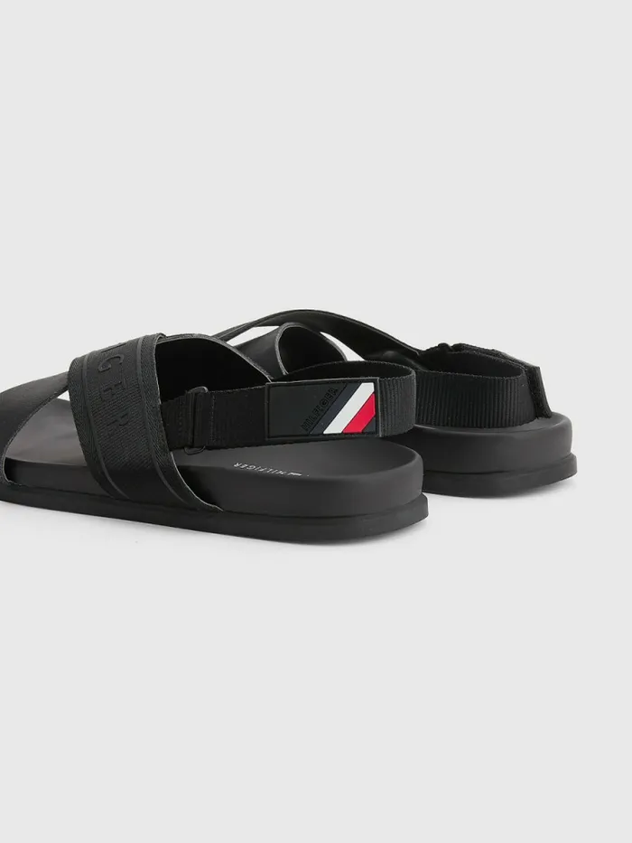 Tommy Hilfiger Webbing Strap Sandals Black Mens Formal Shoes and Brogues Gift Ideas
