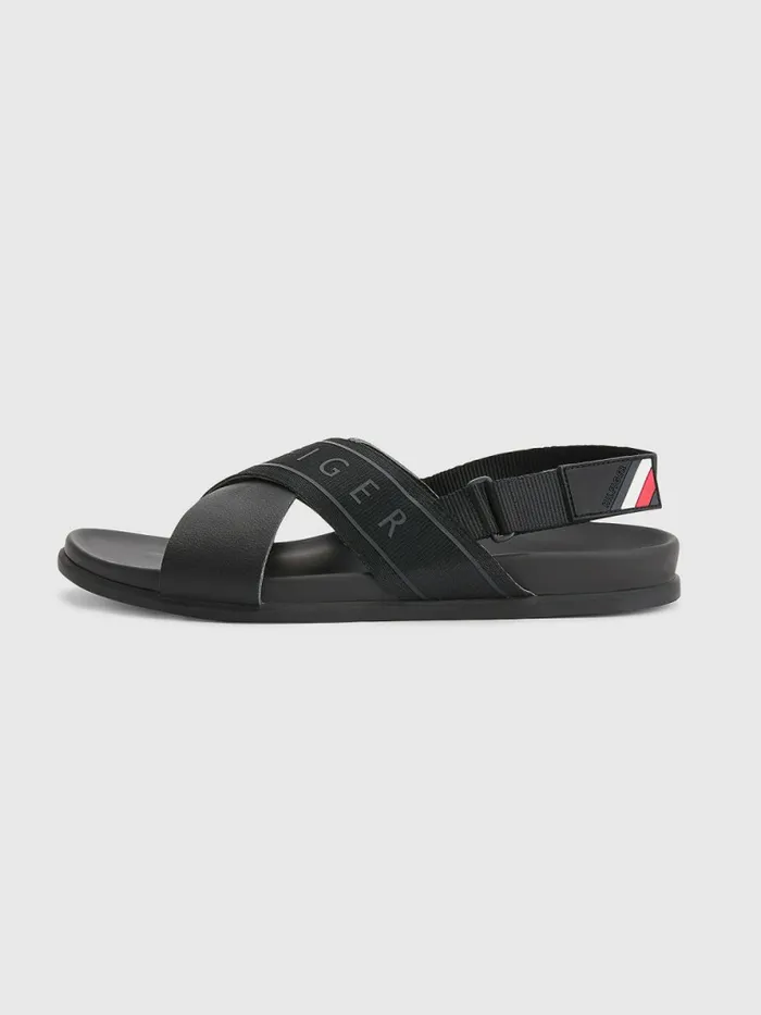 Tommy Hilfiger Webbing Strap Sandals Black Mens Formal Shoes and Brogues Gift Ideas