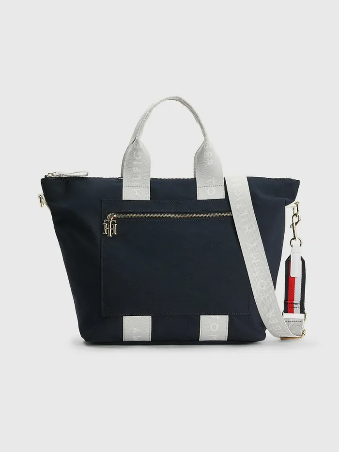 Tommy Hilfiger Webbing Strap Tote Desert Sky Womens Bags Gift Ideas