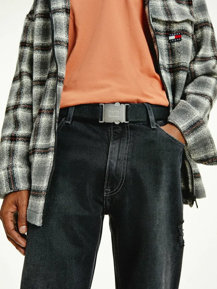 Tommy Hilfiger Webbing Utility Buckle Belt Black Mens Belts For Sale