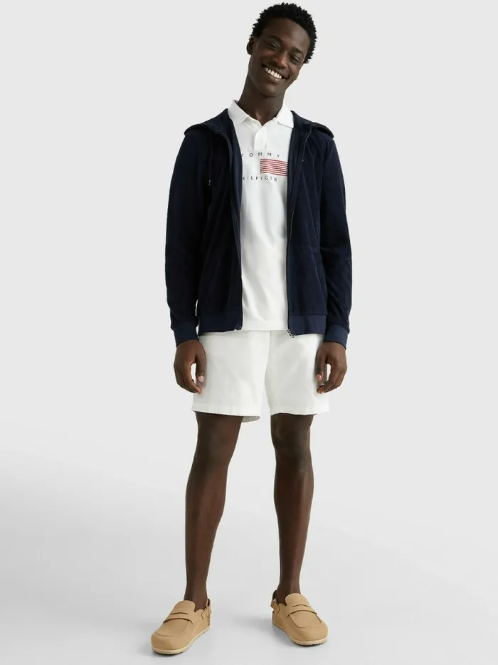 Tommy Hilfiger ZipThru Towelling Hoody Desert Sky Mens Sweatshirts and Hoodies For Sale
