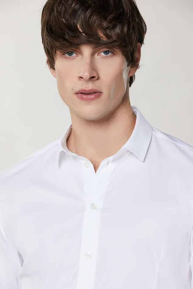 Tops and Shirts Men Patrizia Pepe Cotton Poplin Shirt Bianco Ottico
