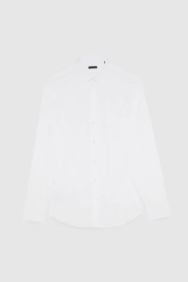 Tops and Shirts Men Patrizia Pepe Cotton Poplin Shirt Bianco Ottico