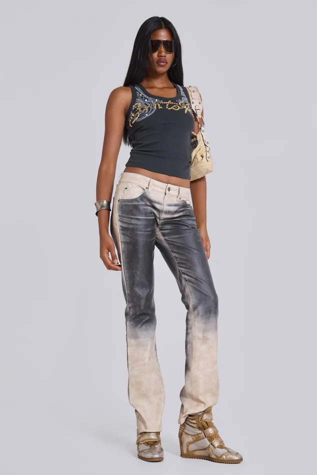Tops Women Jaded London Airbrush Faux Leather Trousers Jaded London